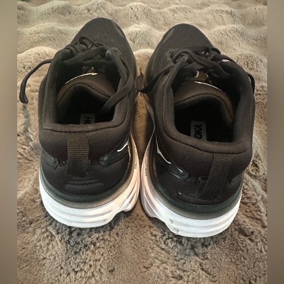 Hoka Bondi 8 Black and White Athletic Sneakers - Picture 6 of 9